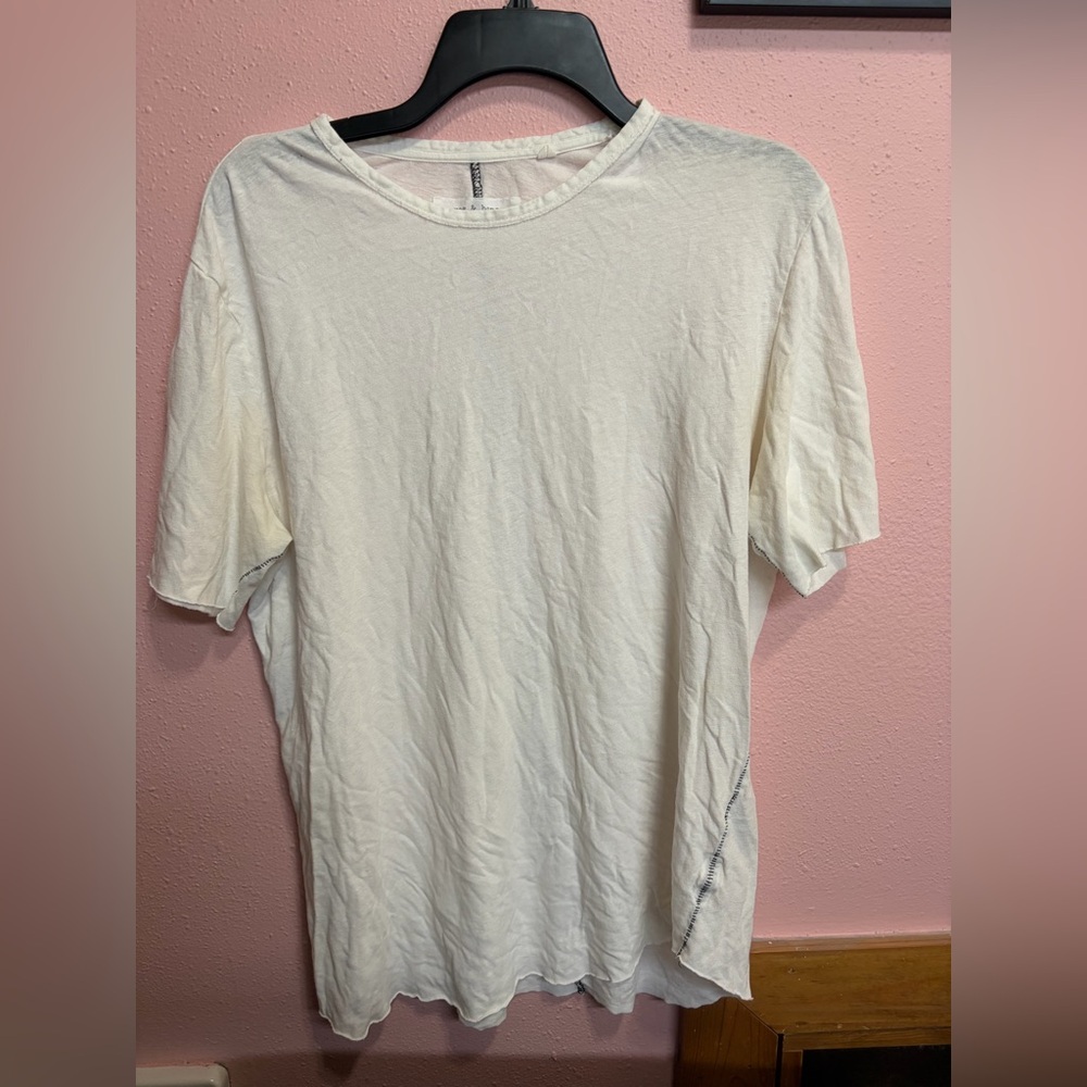 Rag & Bone White T-Shirt With Black Stitching Medium